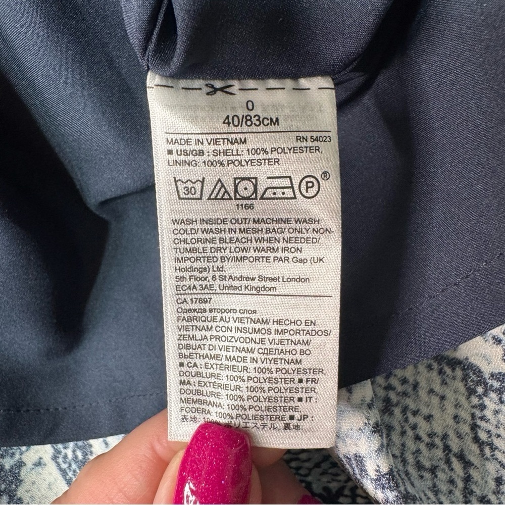 NWT Banana Republic Blue Snake-Print Fit & Flare Handkerchief Hem Dress Pockets - Picture 14 of 14